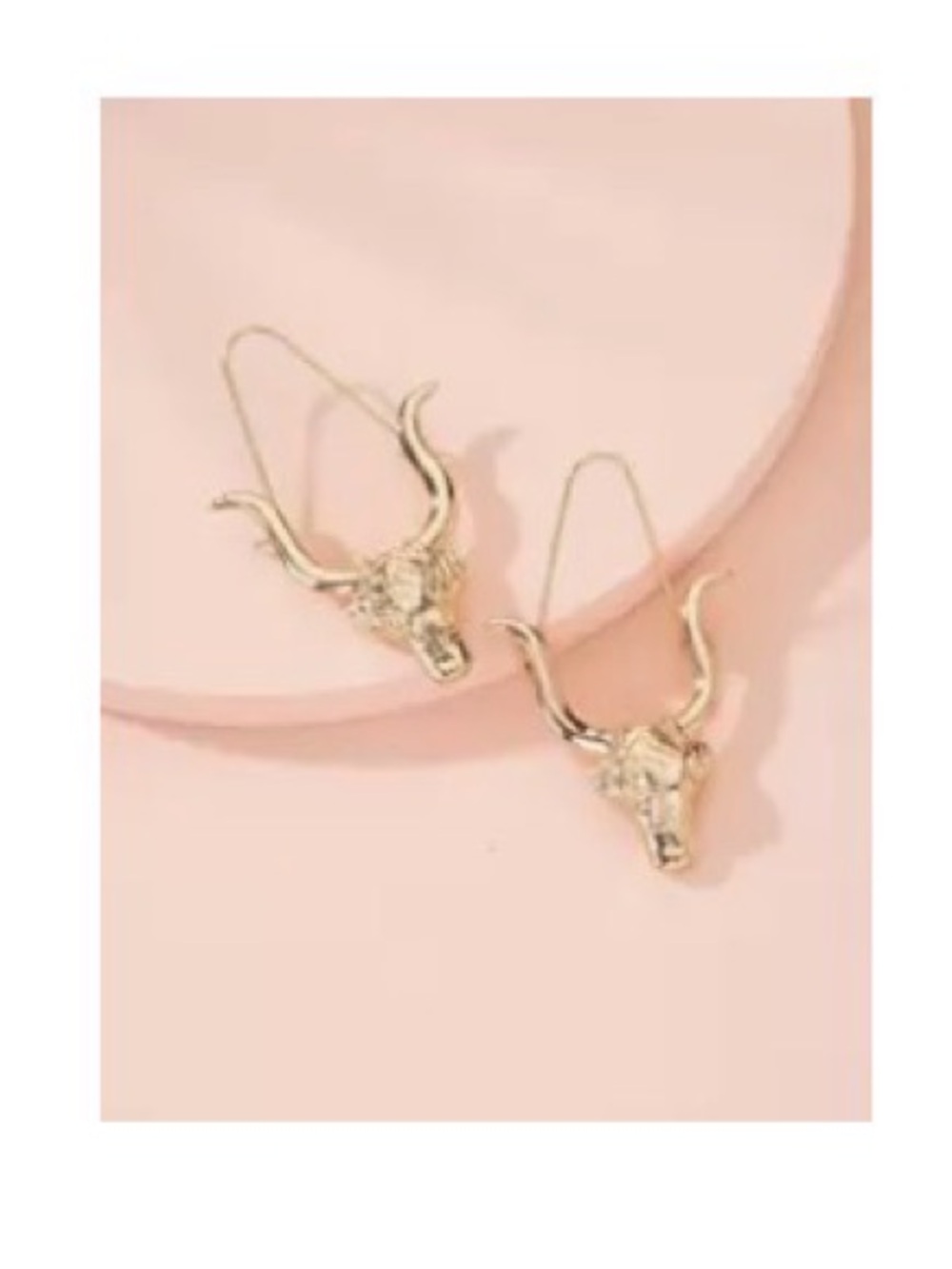 Gold Longhorn Skull Drop Earrings - Women Accessories